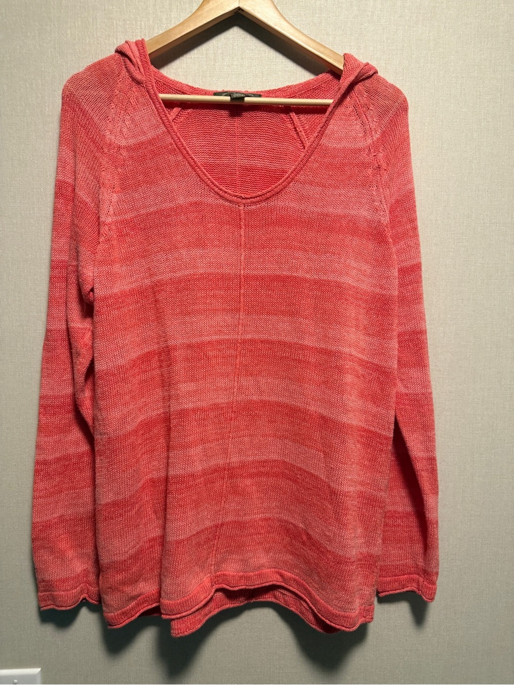 Tommy Bahama Linen Cotton Hooded Sweater Coral Pink Size Large Lightweight Knit